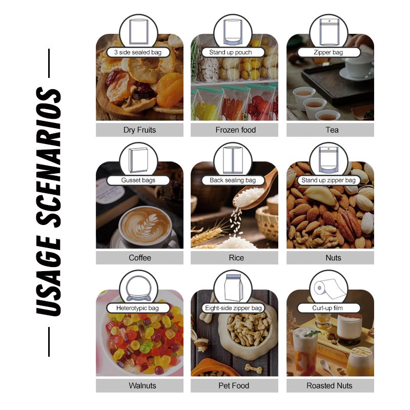 High-temperature steam-cooked bags for dried fruits, nuts, snacks and food